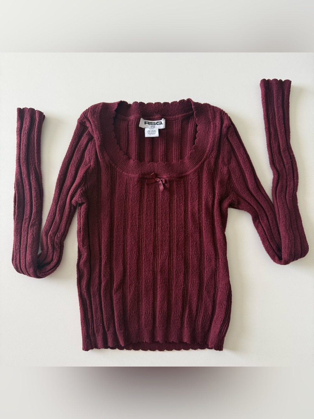RSQ Women's Burgundy Ribbed Knit Sweater